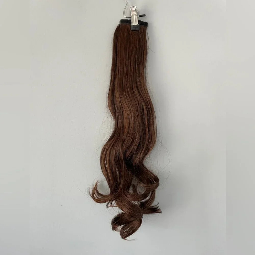 Brown curled ponytail hair extensions